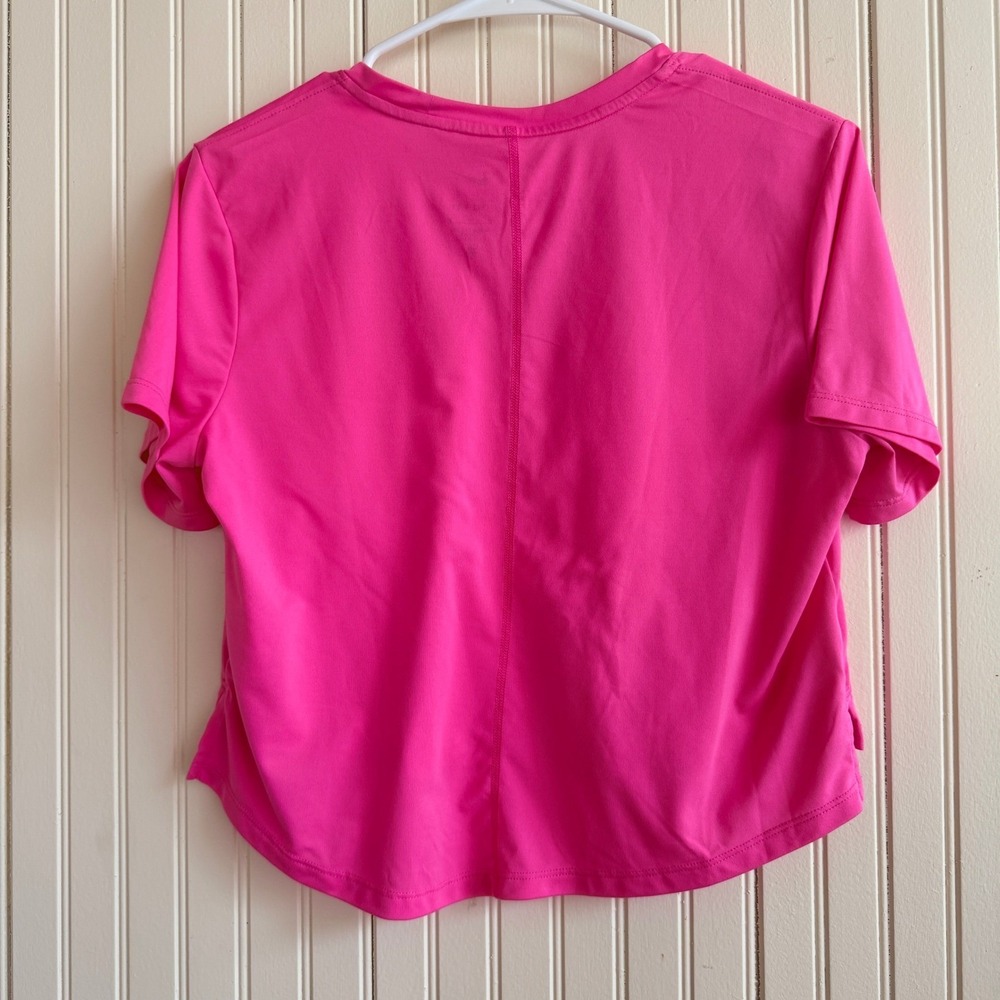 Nike Training Dri-FIT Hot Pink Cropped High Low T-Shirt Size Medium - Picture 3 of 7